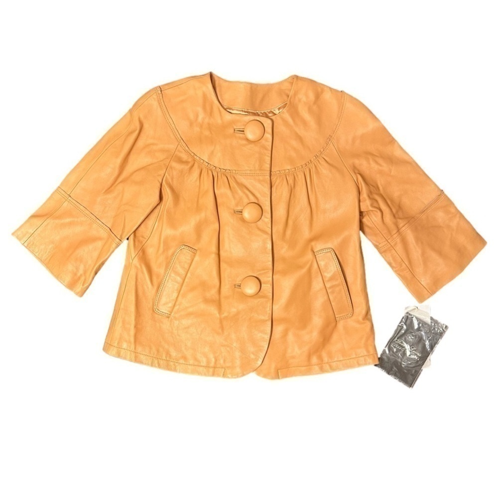 TERRY Lewis Classic Luxuries NWT Creamsicle Orange Genuine Leather Jacket XS